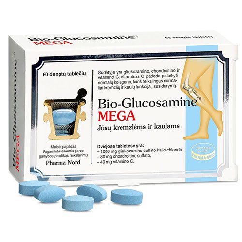 Maisto papildas sąnariams Bio-Glucosamine Mega 500 mg tabletės, N60 | Mano Vaistinė