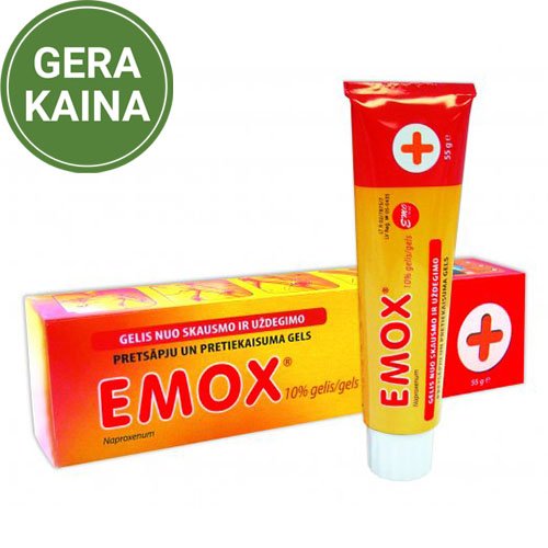 Gelis nuo skausmo ir uždegimo Emox 100 mg/g gelis nuo skausmo ir uždegimo, 55 g | Mano Vaistinė
