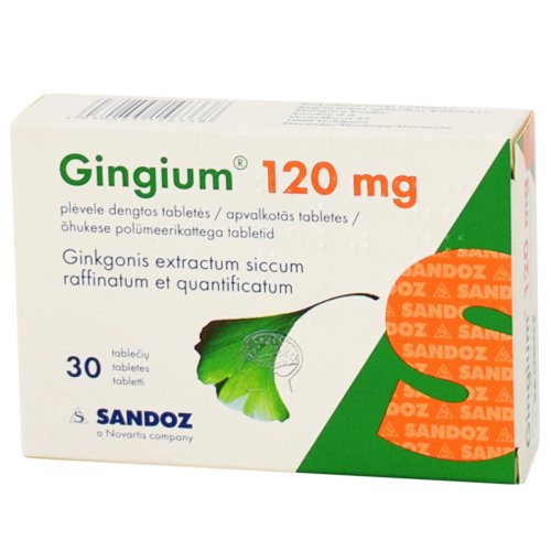 Ginkmedžio preparatai Gingium 120 mg tabletės kraujotakos sistemai, N30 | Mano Vaistinė