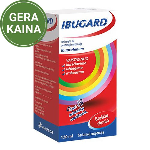 Priešuždegiminis, antireumatinis vaistas Ibugard 100 mg/5 ml geriamioji suspensija, 120 ml | Mano Vaistinė