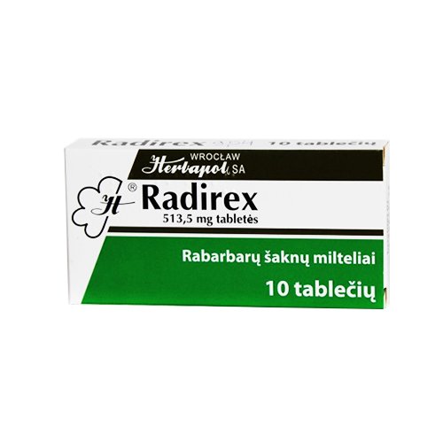 Tabletės nuo vidurių užkietėjimo Radirex tabletės, N10 | Mano Vaistinė