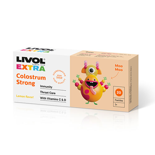 LIVOL EXTRA Colostrum Strong 20 čiulpiamų pastilių Internetinėje