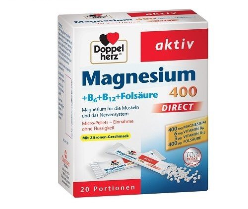 Magnio preparatas Magnis DOPPELHERZ MAGNESIUM 400 DIRECT, 20 pak.  | Mano Vaistinė