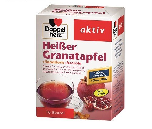 Imunitetui ir nuo oksidacinės pažaidos DOPPELHERZ AKTIV HEISSER GRANATAPFEL (HOT POMEGRANATE), 10 pak.  | Mano Vaistinė