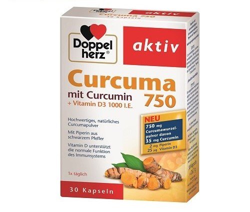 Maisto papildas imunitetui Kurkuminas DOPPELHERZ AKTIV, 750 mg, 30 kaps. | Mano Vaistinė