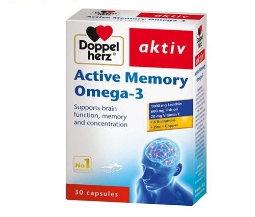 Nervų sistemai DOPPELHERZ AKTIV ACTIVE MEMORY OMEGA-3, 30 kaps. | Mano Vaistinė