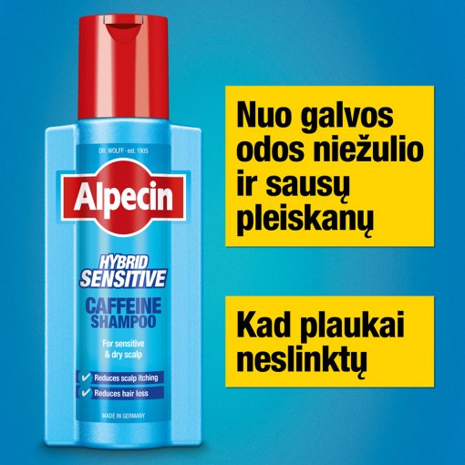 ALPECIN šampūnas su kofeinu sausai galvos odai HYBRID, 250 ml. | Mano Vaistinė