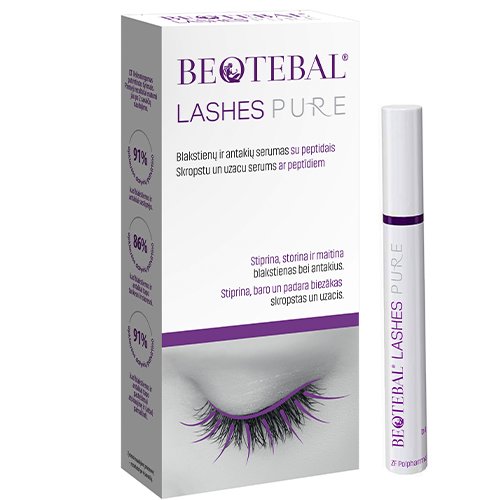 Blakstienų ir antakių serumas su peptidais BEOTEBAL LASHES PURE, 3 ml  | Mano Vaistinė