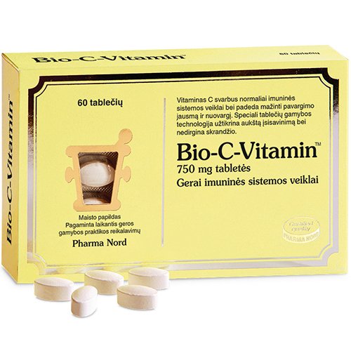 Nerūgštinis vitamino C šaltinis Vitaminas C BIO-C-VITAMIN, 60 tab. | Mano Vaistinė