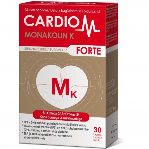 Omega 3 Širdžiai CARDIOM MONAKOLIN K FORTE, 30 kaps. | Mano Vaistinė