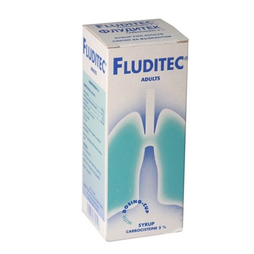 Kvėpavimo takams skirtas vaistas Fluditec 50 mg/ml sirupas, 125 ml | Mano Vaistinė