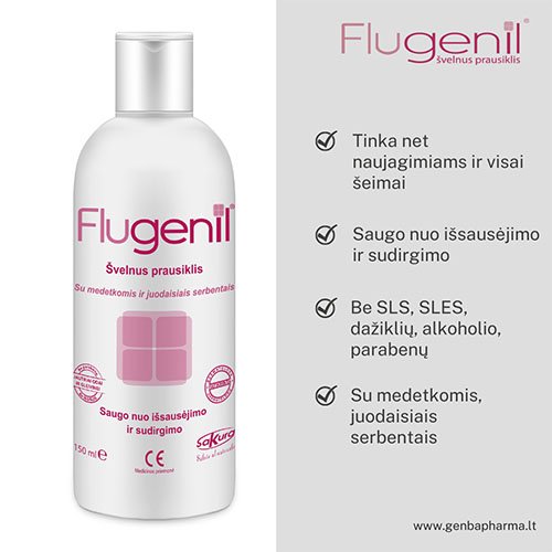 Švelnus prausiklis FLUGENIL, 150 ml | Mano Vaistinė