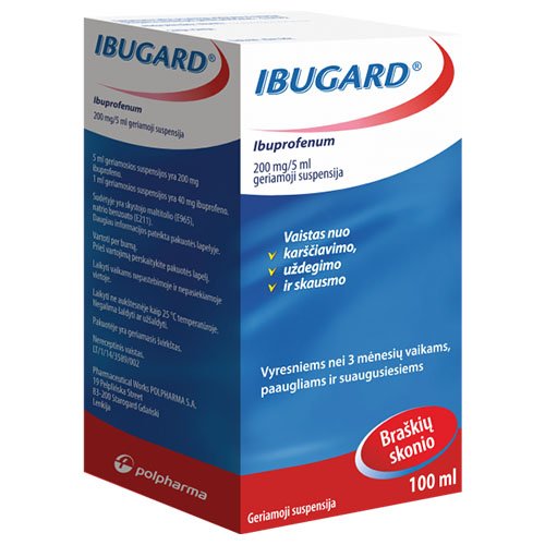 Vaistas nuo skausmo ir uždegimo Ibugard 200 mg/5 ml geriamioji suspensija, 100 ml | Mano Vaistinė