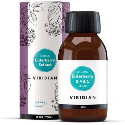 Imunitetui VIRIDIAN ORGANIC ELDERBERRY & VIT C, 100 ml | Mano Vaistinė