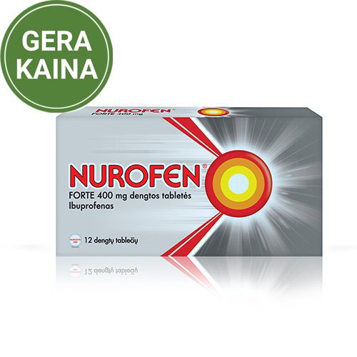 Skausmą, karščiavimą mažinantis vaistas Nurofen Forte 400 mg tabletės, N12 | Mano Vaistinė