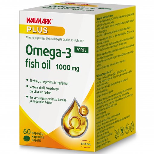 Žuvų taukai WALMARK OMEGA 3 FORTE, 1000 mg, 60 kaps. | Mano Vaistinė