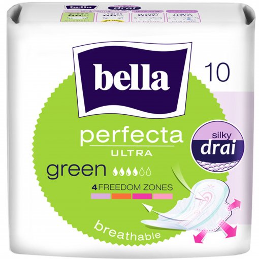 Higieniniai paketai BELLA PERFECTA ULTRA GREEN, 10 vnt. | Mano Vaistinė