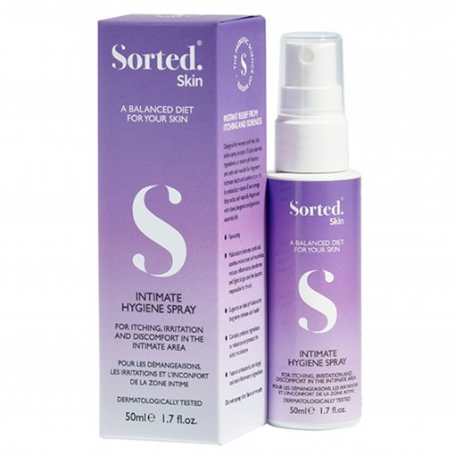 Niežuliui, dirginimui ir sausumui Intymios higienos purškiklis su prebiotikais SORTED SKIN, 50 ml | Mano Vaistinė