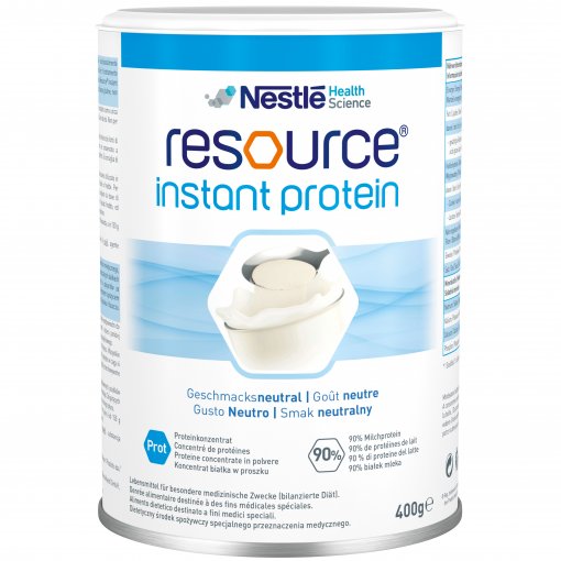 Specialios medicininės paskirties maisto produktas Neutralaus skonio milteliai RESOURCE INSTANT PROTEIN POWDER, 400 g | Mano Vaistinė