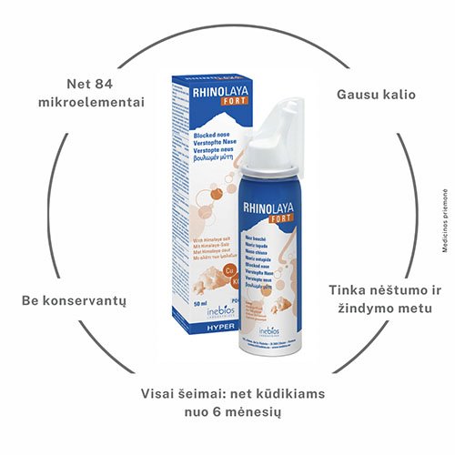 Himalajų druskos nosies purškalas RHINOLAYA FORT, 50 ml | Mano Vaistinė