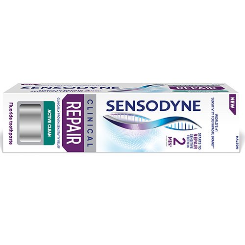 Su fluoru Dantų pasta SENSODYNE CLINICAL REPAIR ACTIVE CLEAN, 75 ml  | Mano Vaistinė