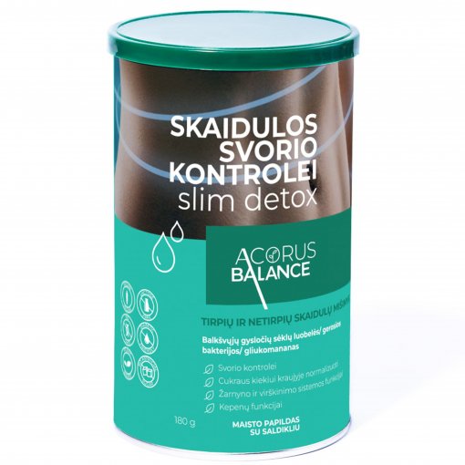 Cukraus kiekiui normalizuoti Skaidulos svorio kontrolei ACORUS BALANCE SLIM DETOX, 180 g | Mano Vaistinė