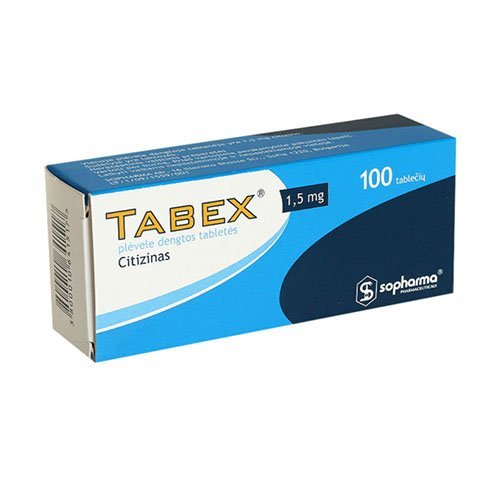 Tabex Sopharma 1,5mg plėvele dengtos tabletės N100 LI | Mano Vaistinė