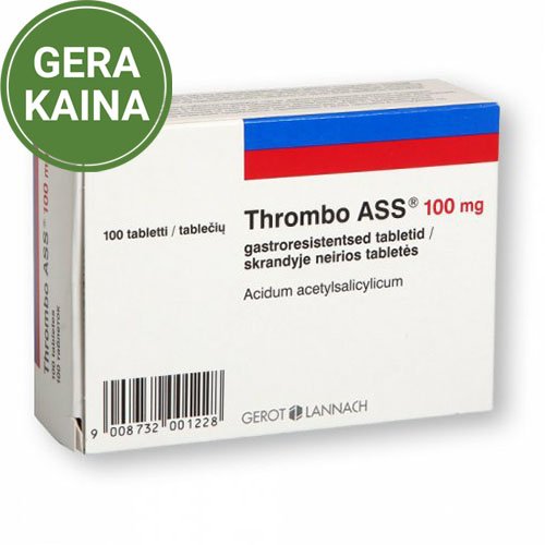Vaistas trombams mažinti Thrombo ASS 100 mg tabletės, N100 | Mano Vaistinė