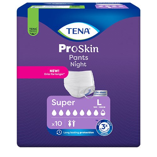 Sauskelnės-kelnaitės TENA PANTS NIGHT SUPER, L, 10 vnt. | Mano Vaistinė