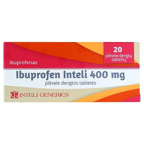 Ibuprofen Inteli 400mg plėvele dengtos tabletės, 20 tab. | Mano Vaistinė