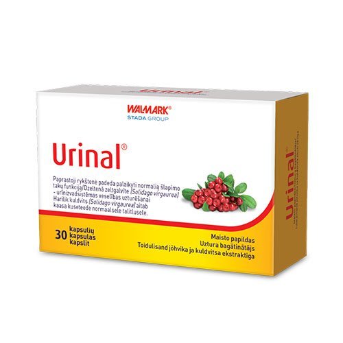 Spanguolių ekstrakto, paprastosios rykštenės ir vitamino D derinys Šlapimo takų funkcijai URINAL, 30 kaps. | Mano Vaistinė