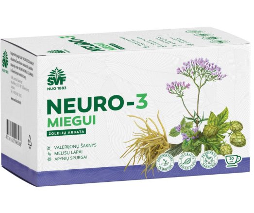 Nervų sistemai, miegui Žolelių arbata ŠVF NEURO-3 MIEGUI, 1,5 G, 20 vnt. | Mano Vaistinė Nervų sistemai, miegui Žolelių arbata ŠVF NEURO-3 MIEGUI, 1,5 G, 20 vnt. | Mano Vaistinė