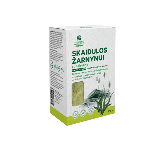 Skaidulos žarnynui su spirulina ŠVF/AC, 150 g | Mano Vaistinė