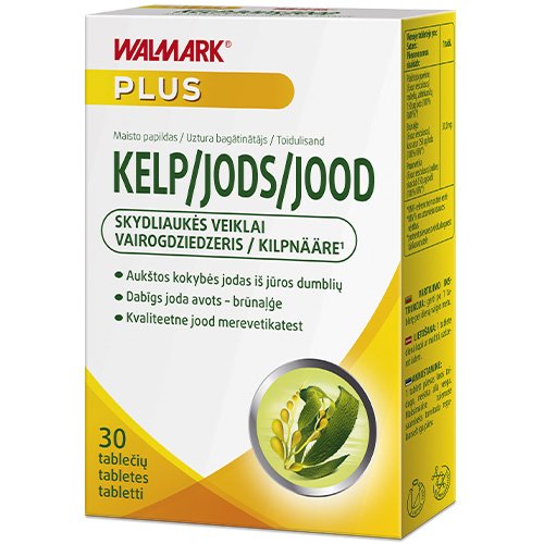 Jodas iš rusvųjų jūros dumblių WALMARK KELP, 0,15 mg, 30 vnt. | Mano Vaistinė