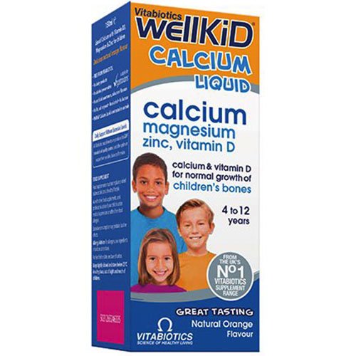 Kalcio, magnio, cinko, vario ir vitamino D geriamasis kompleksas vaikams Vaiko kaulams, dantims WELLKID CALCIUM, 150 ml | Mano Vaistinė