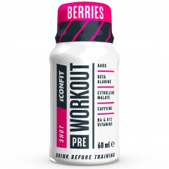 Uogų skonio gėrimas prieš treniruotę ICONFIT PRE WORKOUT, 60 ml Uogų skonio gėrimas prieš treniruotę ICONFIT PRE WORKOUT, 60 ml