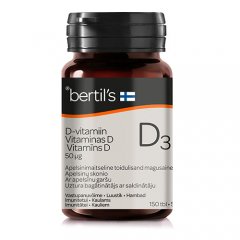 Vitaminas D3 BERTIL’S, 50 µg, 150 kramtomųjų tablečių