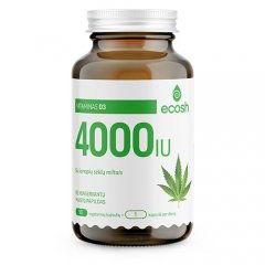 Vitaminas D3 4000IU, su kanapių sėklų miltais ECOSH, 90 kapsulių