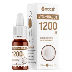 Vitaminas D3 su kokosų aliejumi ECOSH 1200 TV, 10 ml