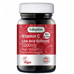 Sumažinto rūgštingumo vitaminas C LIFEPLAN, 1000 mg, 30 tab. 