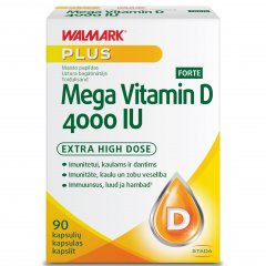 Vitaminas D WALMARK MEGA VITAMIN D3 FORTE 4000 IU, 90 kaps. 