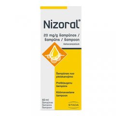 Grybelinių infekcinių odos ligų gydymui NIZORAL 20 mg/ml, 60 ml šampūno