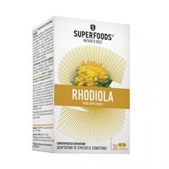 Nervų sistemai ir oksidacinei pažaidai SUPERFOODS RHODIOLA ( AUSKINĖ ŠAKNIS), 30 kaps.