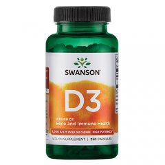 Vitaminas D3 SWANSON, 1000 TV,  250 kapsulių