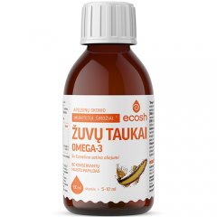 Žuvų taukai su Camelina sativa aliejumi ECOSH, apelsinų skonio, 150 ml